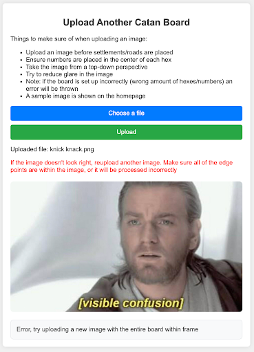 error page of the Flask app