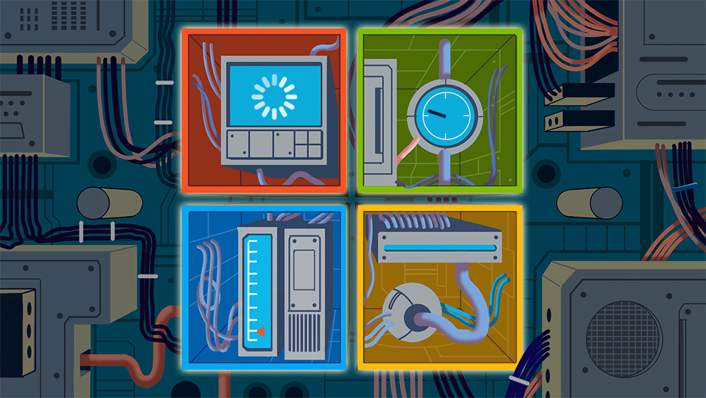 Gif of different parts of a computer working together